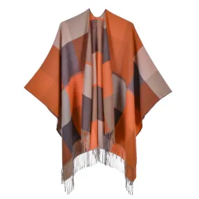 Women's scarf shawl Vintage fashion jacquard split thickened warm shawl cape