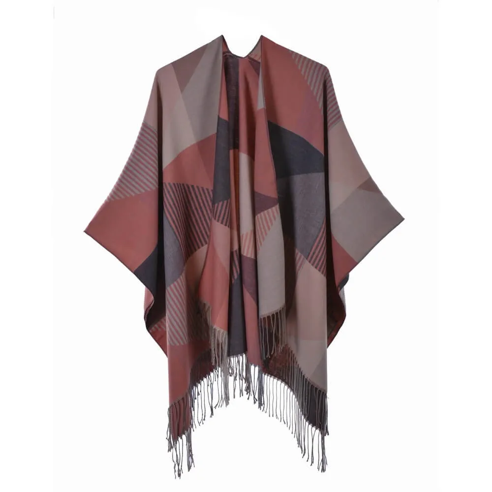 Women's scarf shawl Vintage fashion jacquard split thickened warm shawl cape