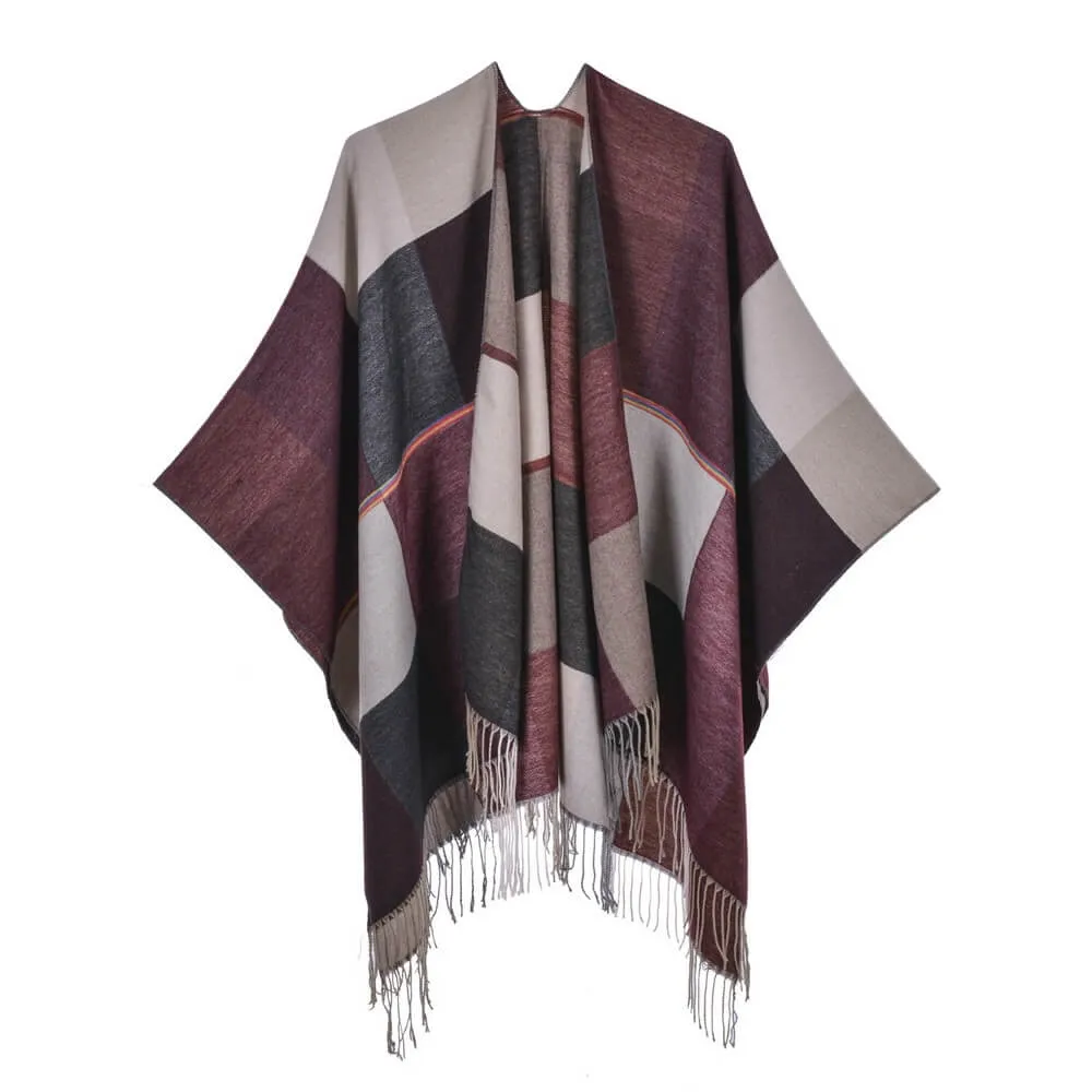 Women's scarf shawl Vintage fashion jacquard split thickened warm shawl cape