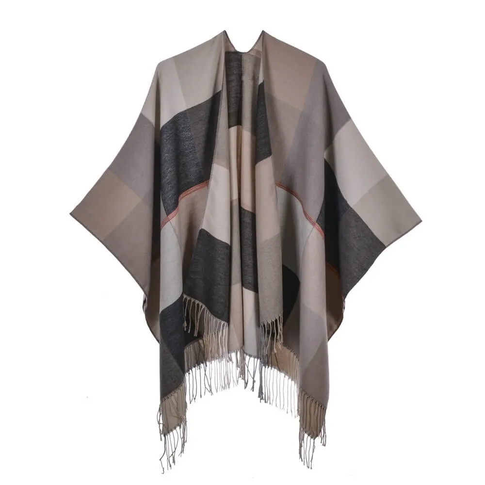 Women's scarf shawl Vintage fashion jacquard split thickened warm shawl cape