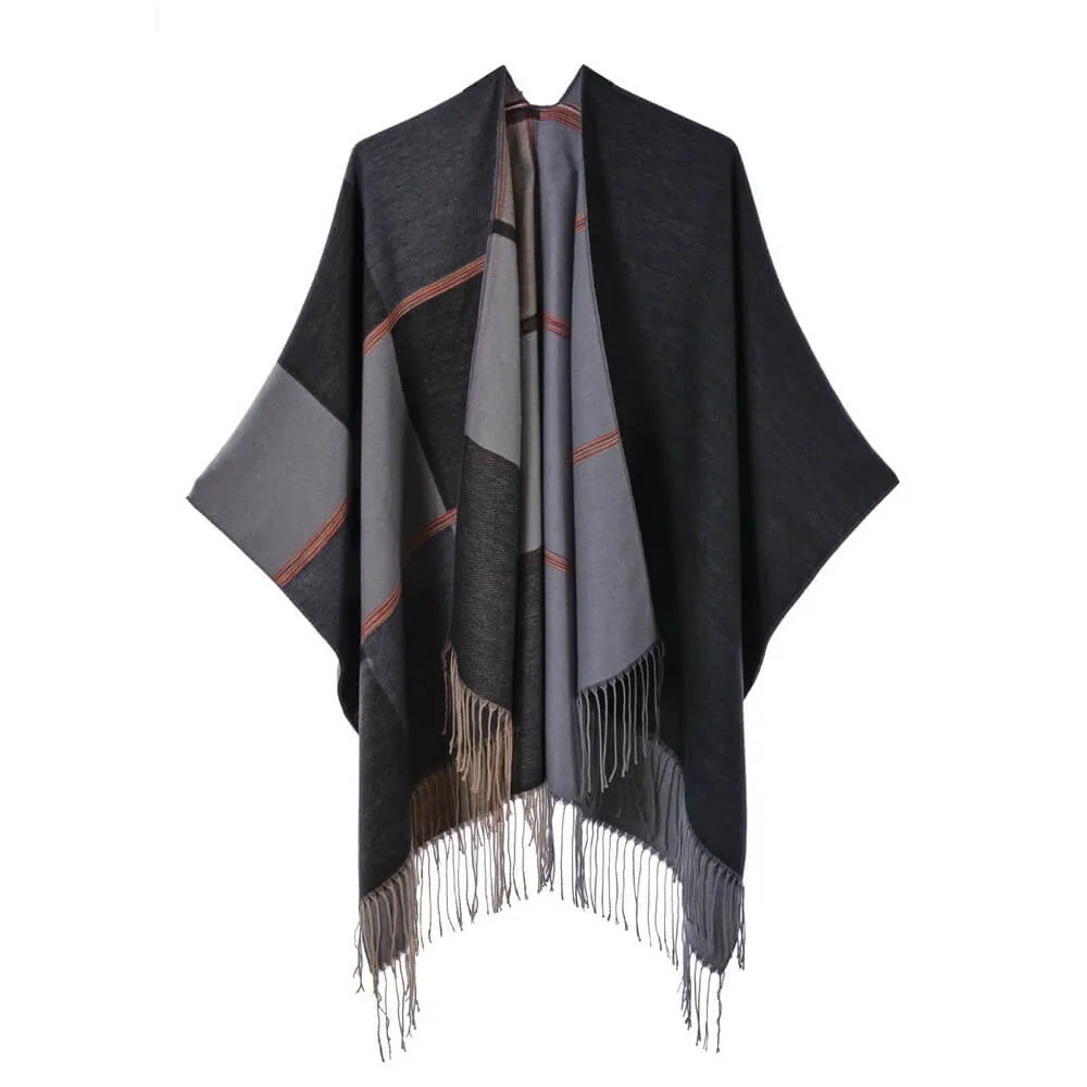 Women's scarf shawl Vintage fashion jacquard split thickened warm shawl cape