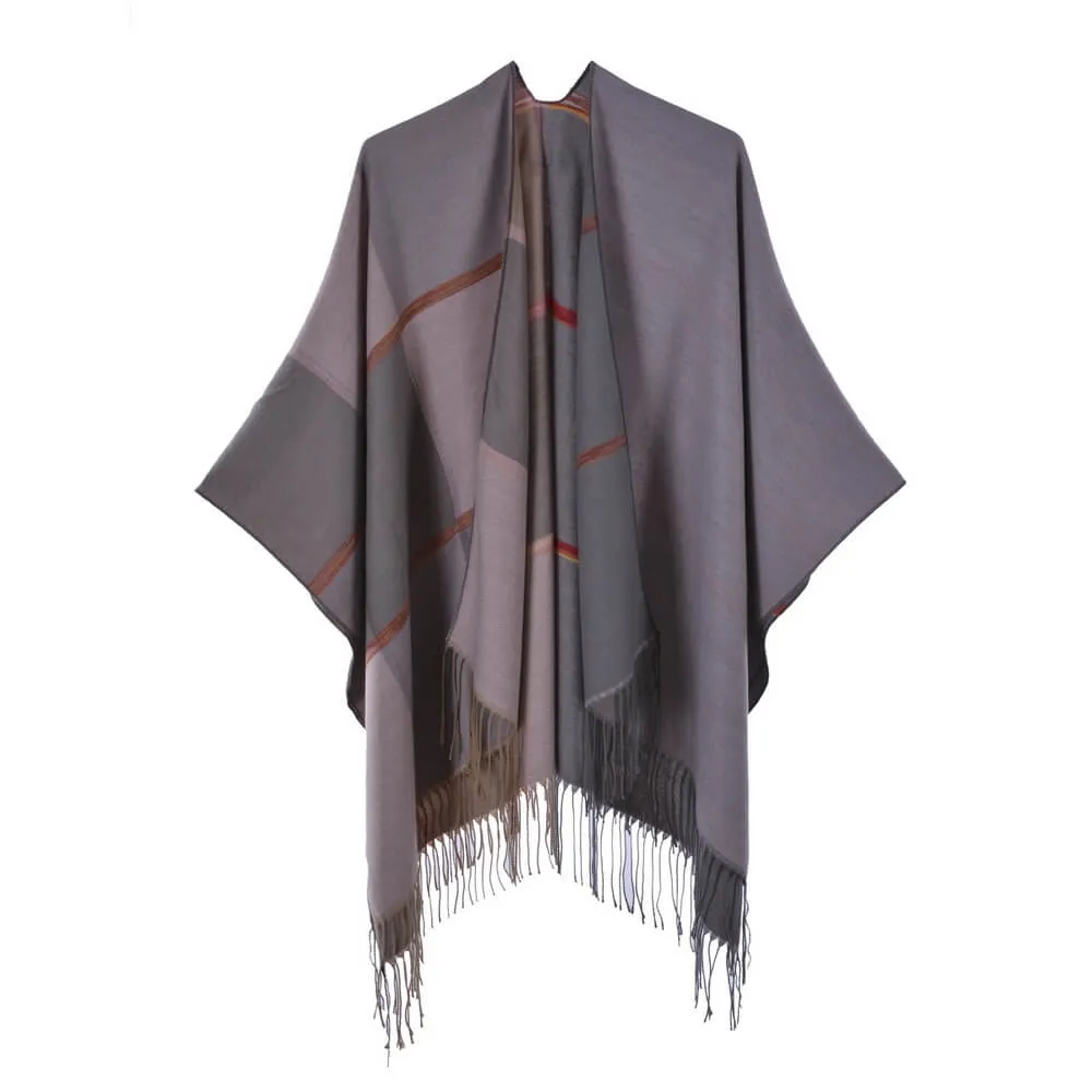 Women's scarf shawl Vintage fashion jacquard split thickened warm shawl cape