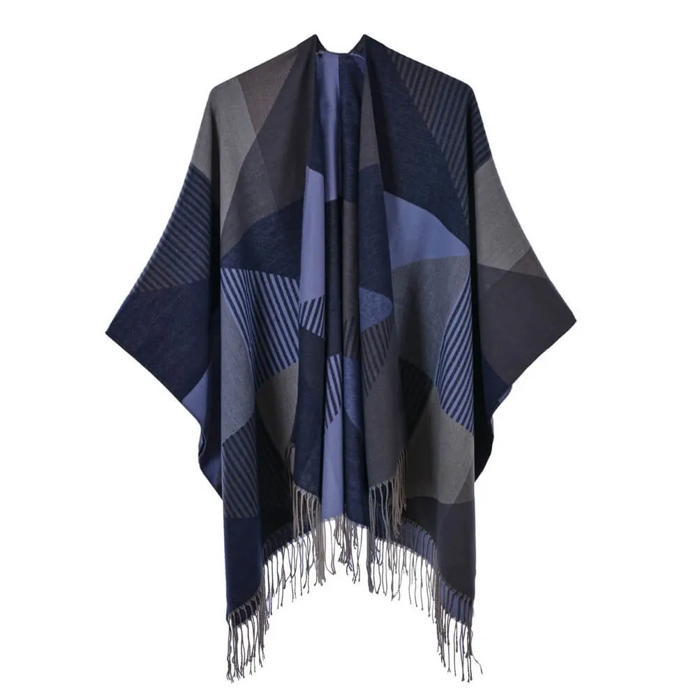 Women's scarf shawl Vintage fashion jacquard split thickened warm shawl cape