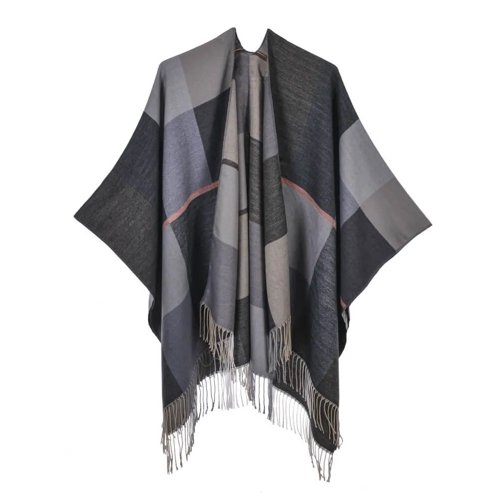 Women's scarf shawl Vintage fashion jacquard split thickened warm shawl cape