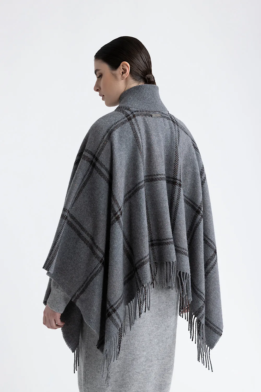 Wool, cashmere and lurex blend poncho