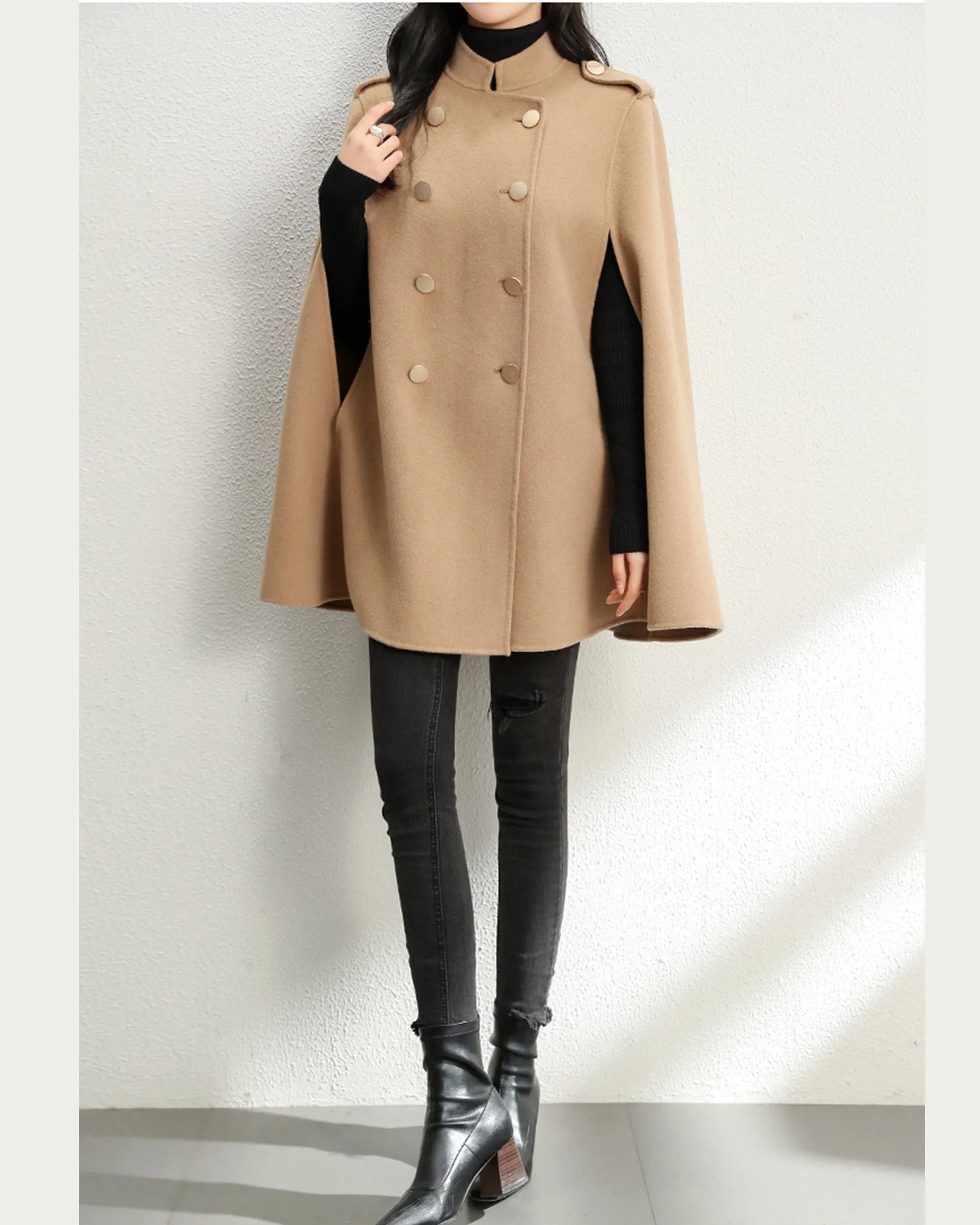 Wool cloak coat/Cape coat/Wool coat Women/Women's winter coat/wool long coat/wool jacket/plus size overcoat/A-line coat/ coat T0518