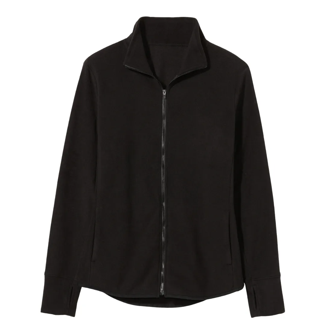 Zip up Fleece Sweater Jacket in Onyx