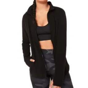 Zip up Fleece Sweater Jacket in Onyx